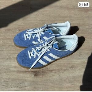 Adidas Gazelle Indoor Blue and White Shoes …. Never been worn.